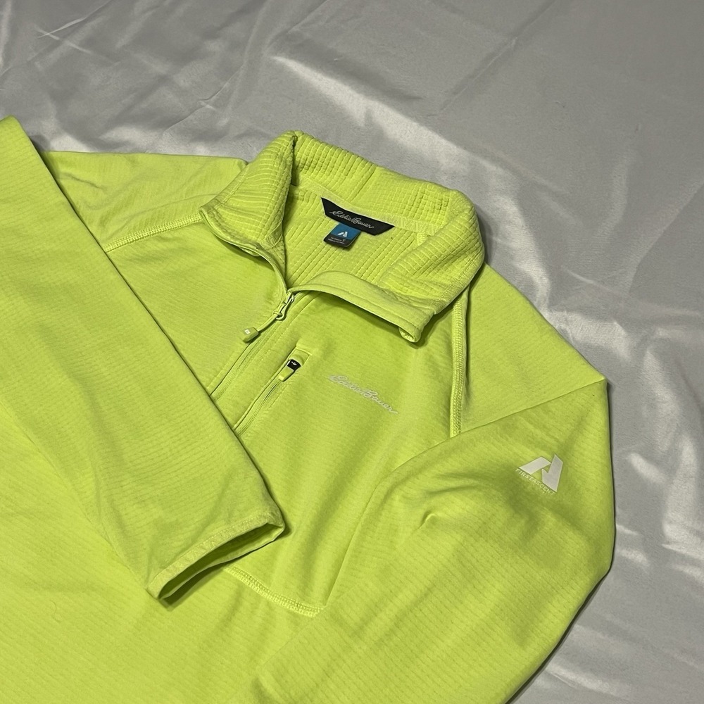 Eddie Bauer First Ascent FreeHeat Quarter Zip Pullover Womens Small Neon Yellow